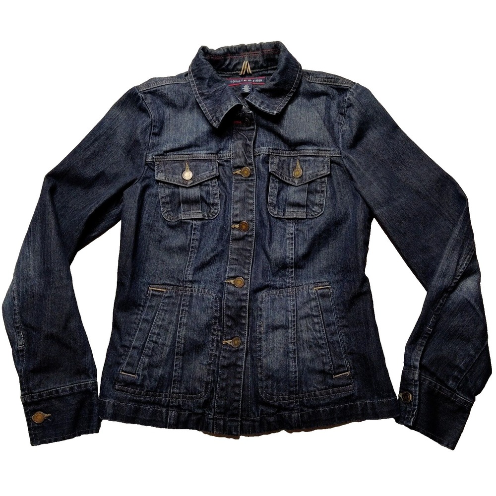 TOMMY‎ HILGIFER Women Small Stretch Denim Blue Jean Jacket